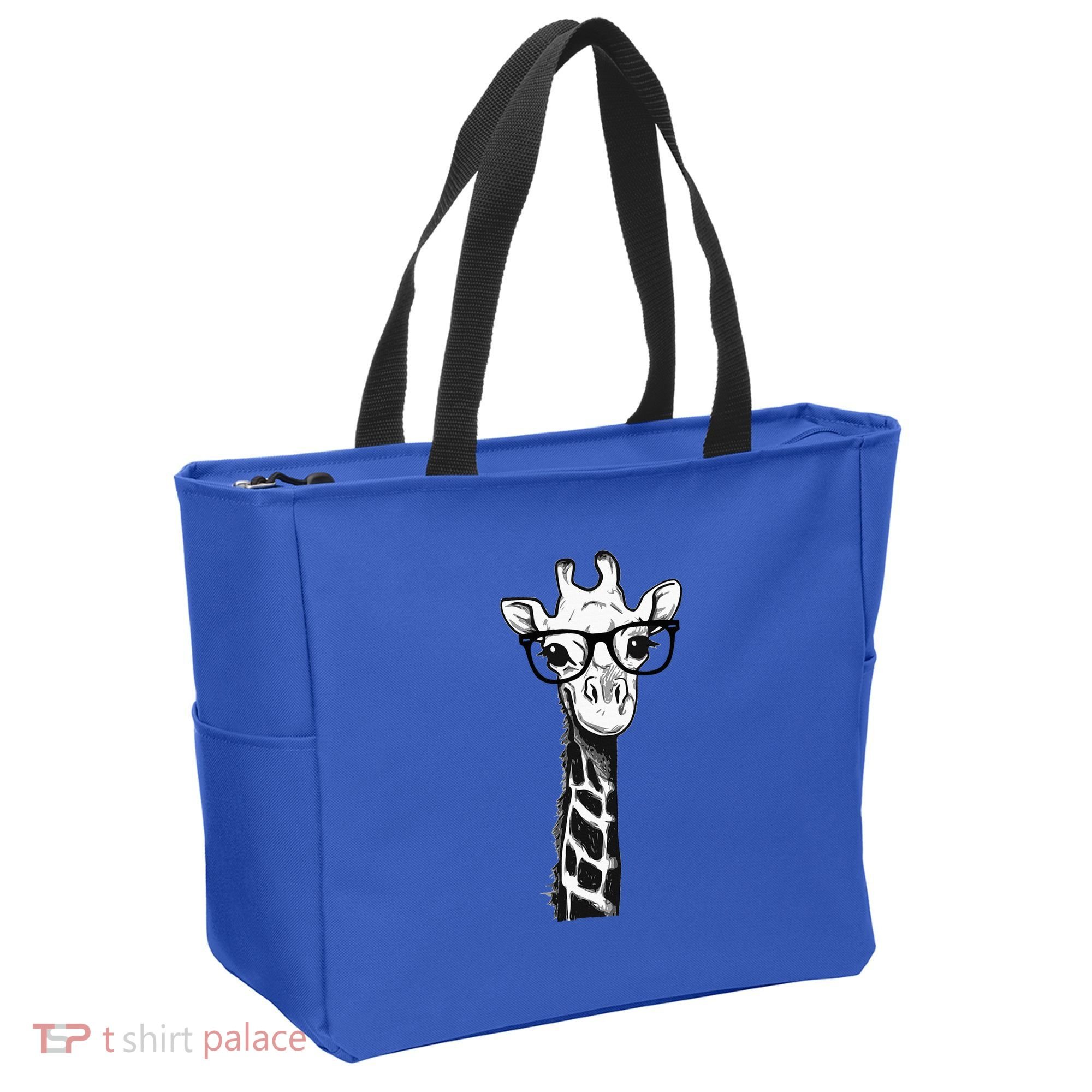 Giraffe With Glasses Gift For Zoo Animal Lovers Tote Bag