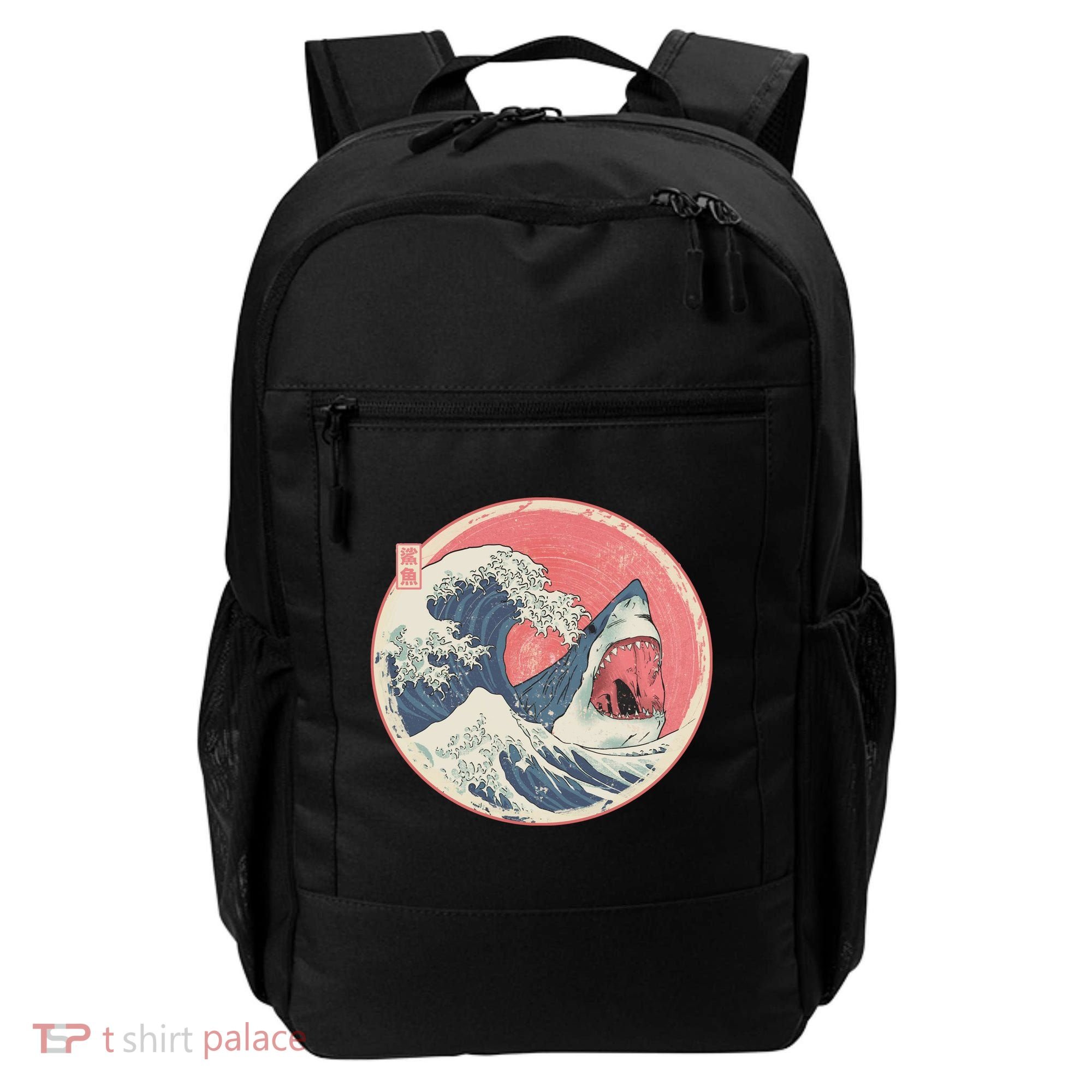Great Wave Great White Shark Traditional Painting Backpack