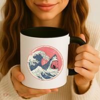 Great Wave Great White Shark Traditional Painting Coffee Mug thumb 3