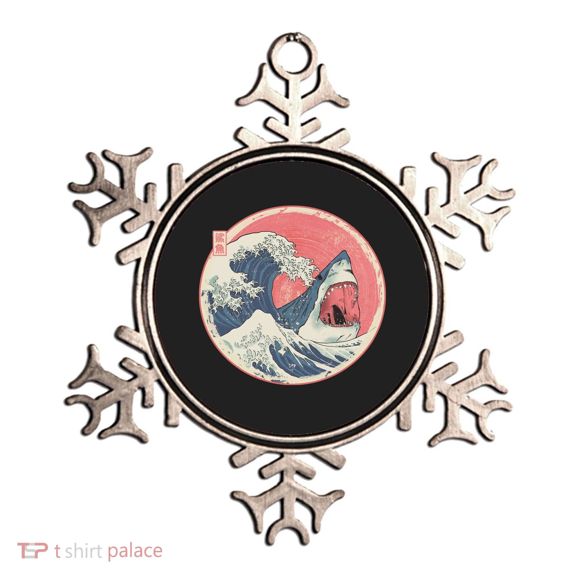 Great Wave Great White Shark Traditional Painting Ornament