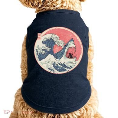 Great Wave Great White Shark Traditional Painting Doggie Tank