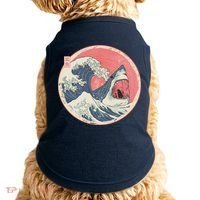 Great Wave Great White Shark Traditional Painting Doggie Tank thumb 0