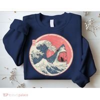 Great Wave Great White Shark Traditional Painting Sweatshirt thumb 2