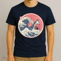 Great Wave Great White Shark Traditional Painting T-Shirt thumb 3