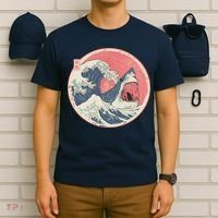 Great Wave Great White Shark Traditional Painting T-Shirt thumb 6