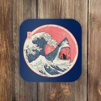 Great Wave Great White Shark Traditional Painting Coaster thumb 0