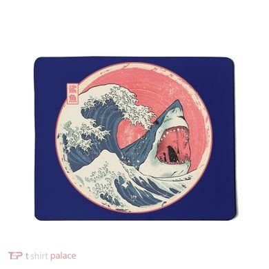 Great Wave Great White Shark Traditional Painting Mousepad