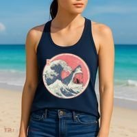 Great Wave Great White Shark Traditional Painting Women's Tank Top thumb 2