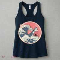 Great Wave Great White Shark Traditional Painting Women's Tank Top thumb 3