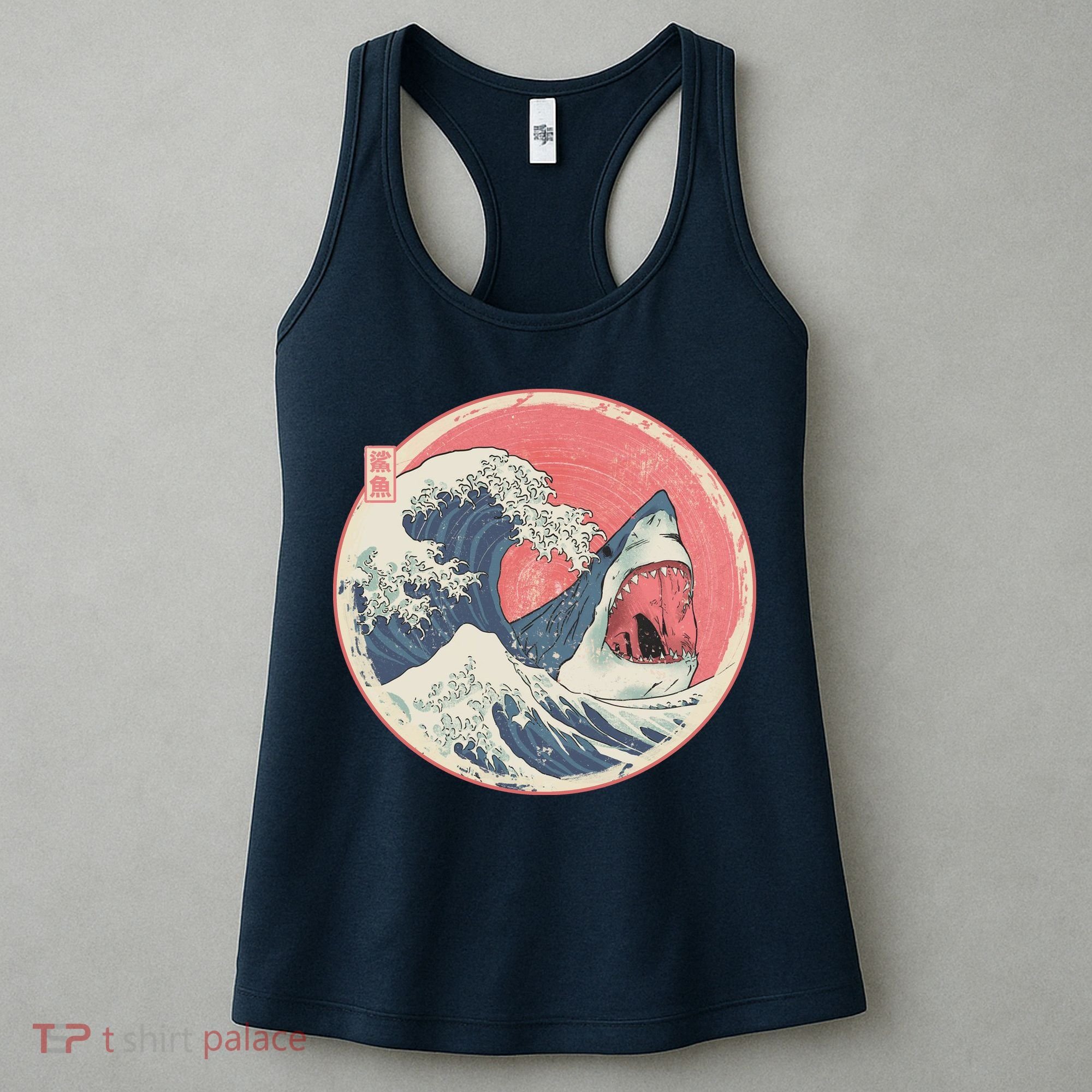 Great Wave Great White Shark Traditional Painting Women's Tank Top