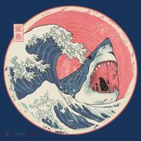 Great Wave Great White Shark Traditional Painting Baby Bodysuit thumb 2