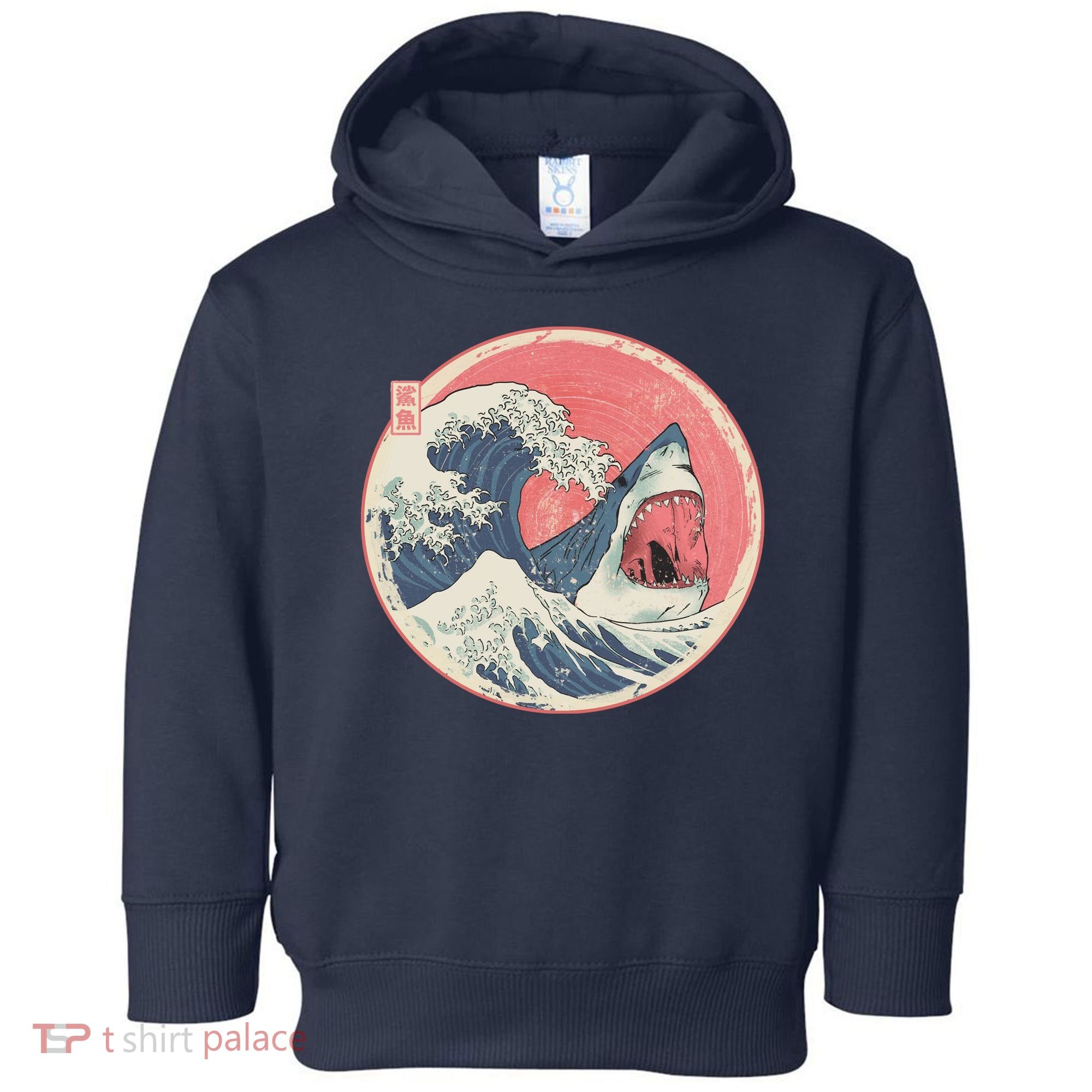 Great Wave Great White Shark Traditional Painting Toddler Hoodie