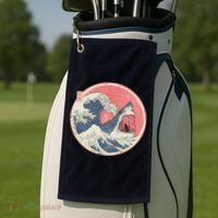 Great Wave Great White Shark Traditional Painting Golf Towel thumb 2