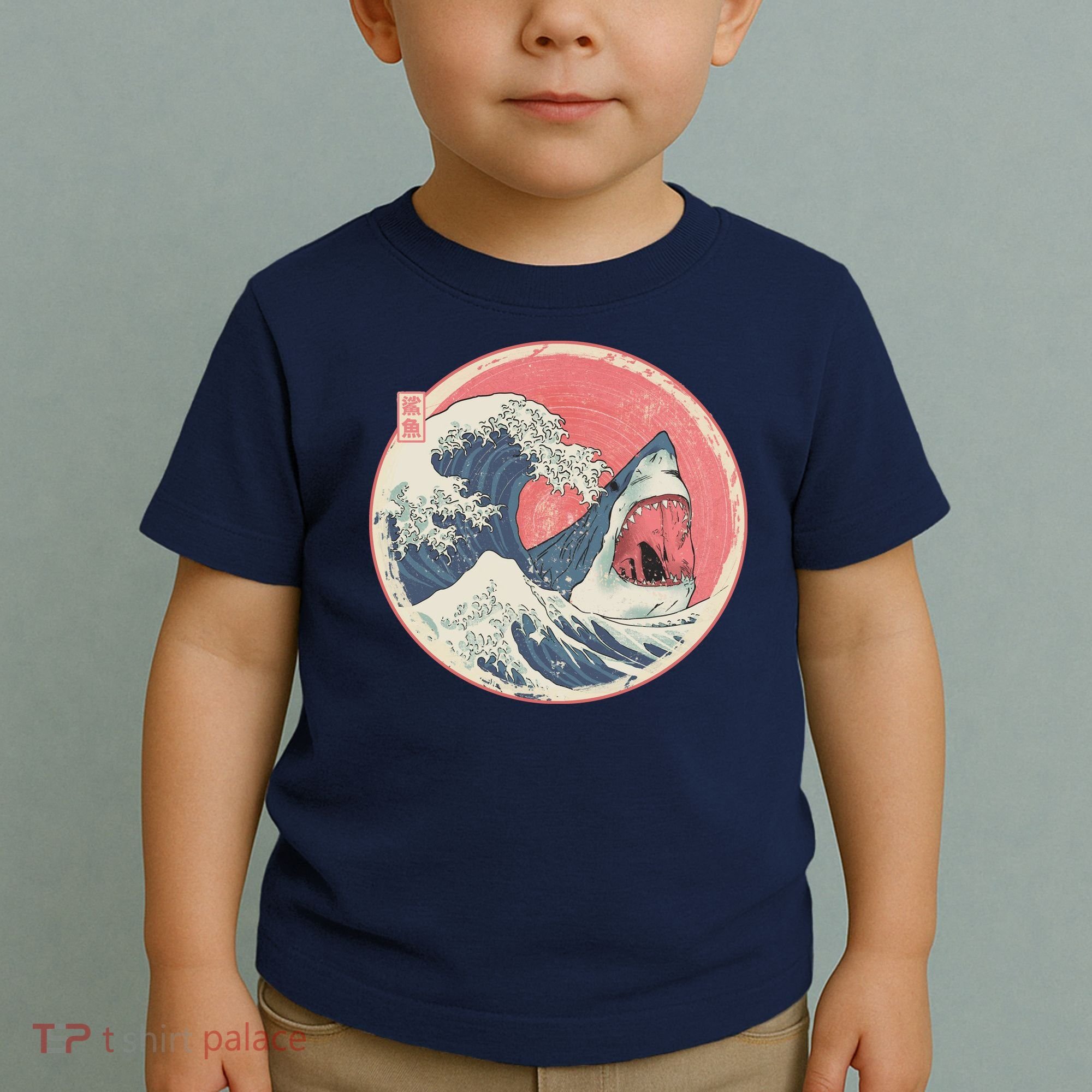 Great Wave Great White Shark Traditional Painting Toddler T-Shirt