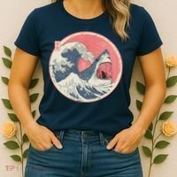 Great Wave Great White Shark Traditional Painting Women's T-Shirt thumb 2