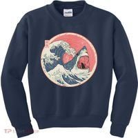Great Wave Great White Shark Traditional Painting Kids Sweatshirt thumb 0