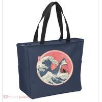 Great Wave Great White Shark Traditional Painting Tote Bag thumb 2