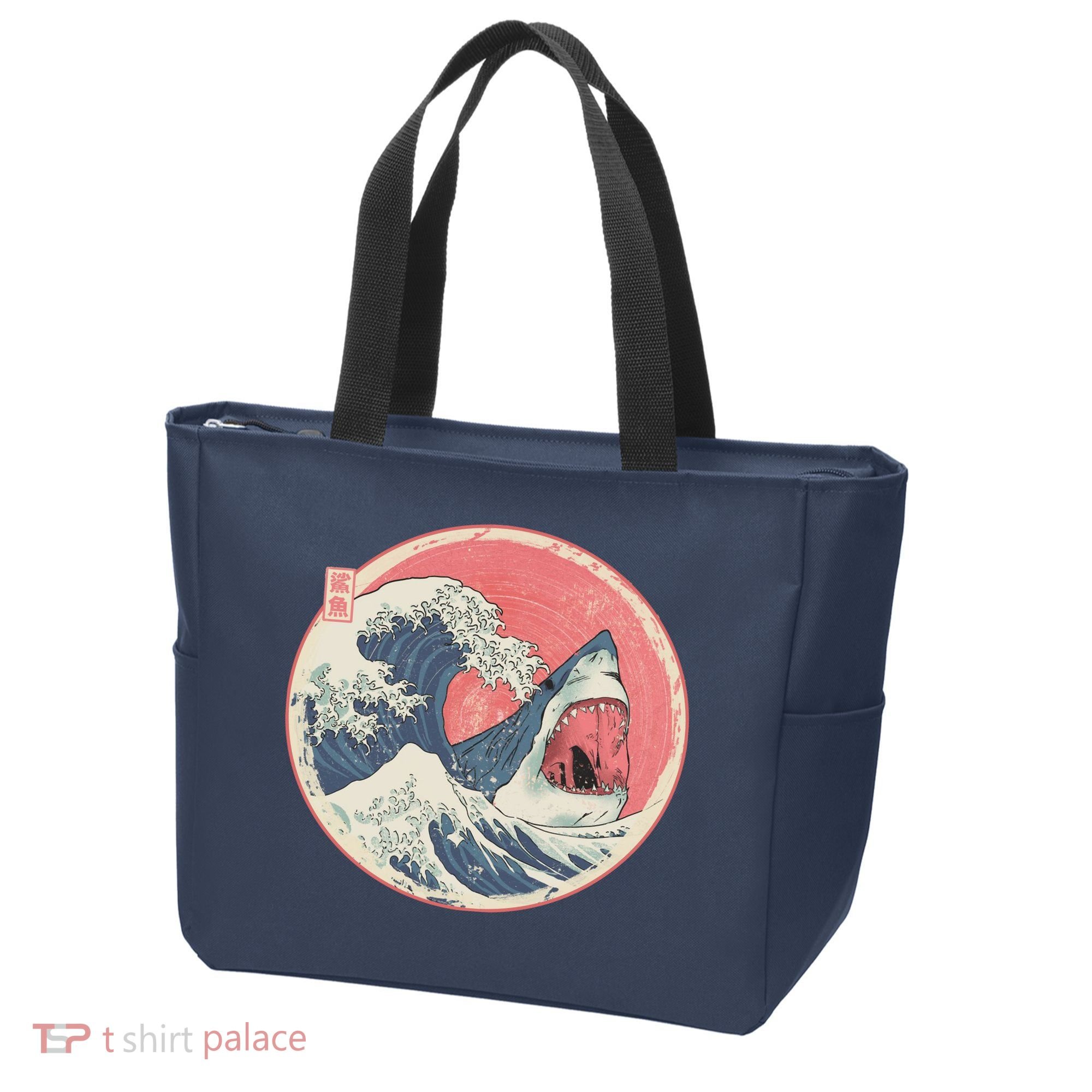 Great Wave Great White Shark Traditional Painting Tote Bag