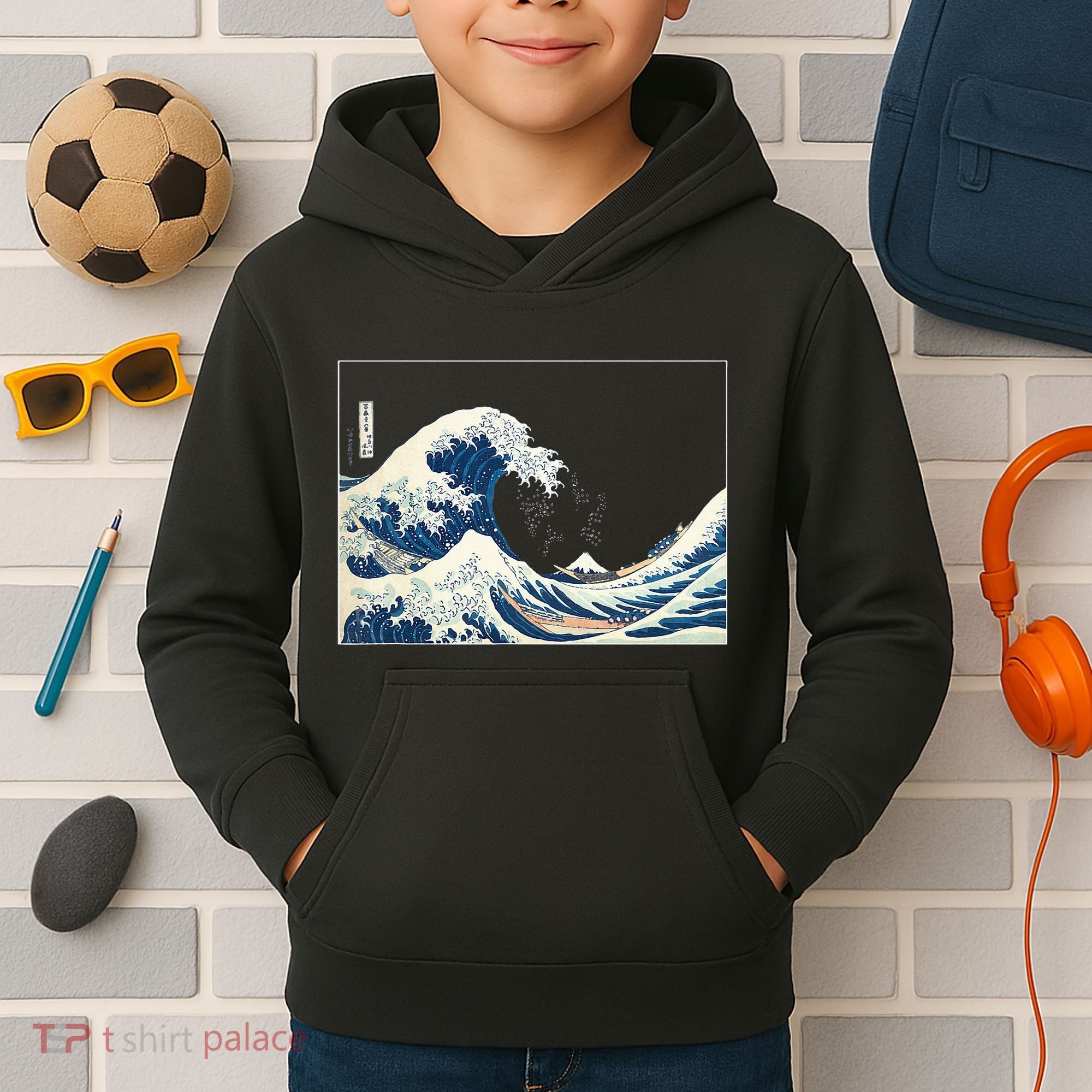 Great Wave  Great Wave Off Kanagawa Japanese Art Kids Hoodie