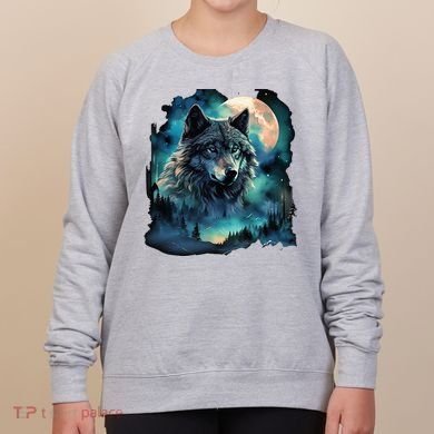 Grey Wolf Hunting Grounds Icy Moon Forest Galaxy Women's Sweatshirt