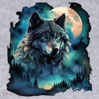 Grey Wolf Hunting Grounds Icy Moon Forest Galaxy Women's Sweatshirt thumb 2