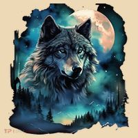 Grey Wolf Hunting Grounds Icy Moon Forest Galaxy Tote Bag thumb 4
