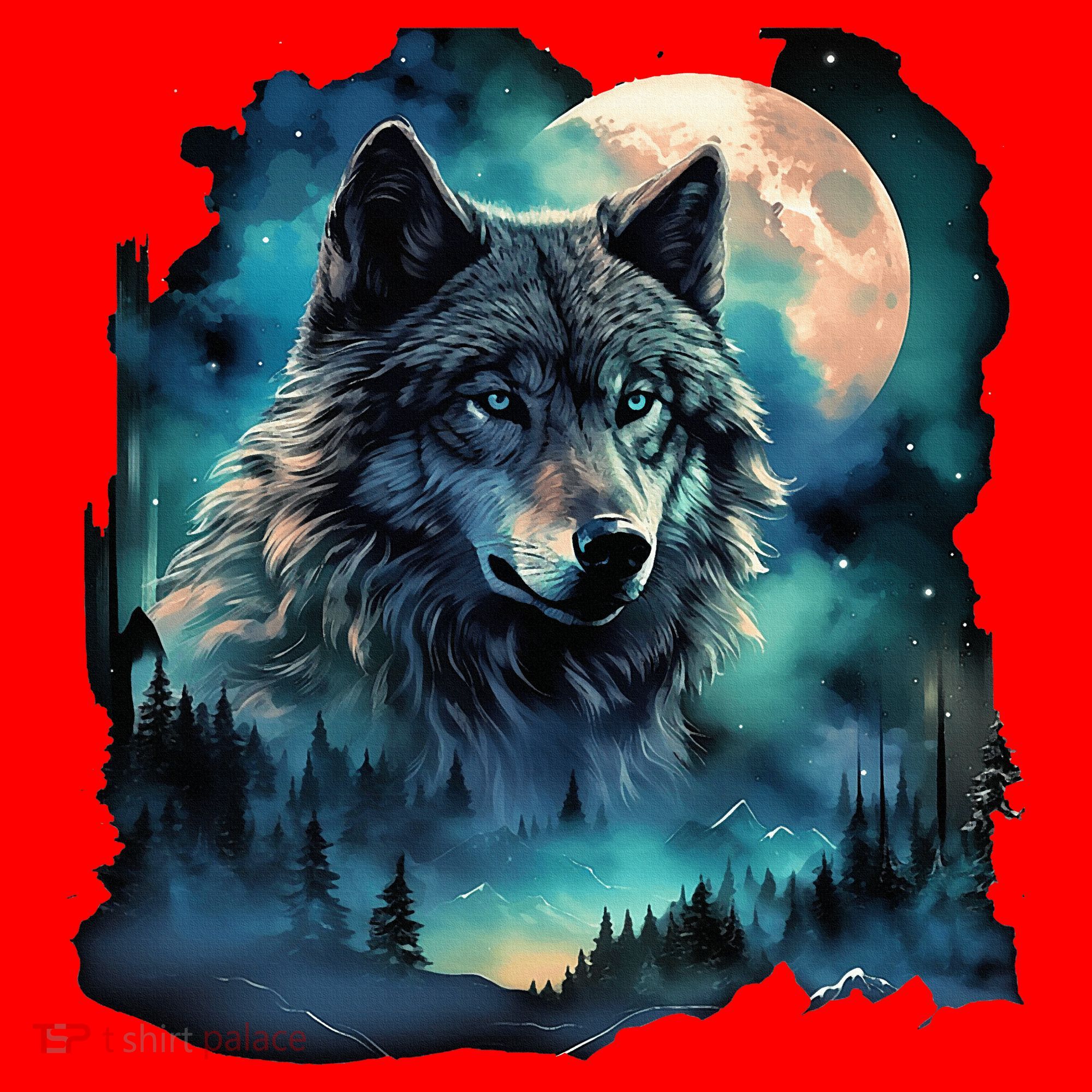 Grey Wolf Hunting Grounds Icy Moon Forest Galaxy Santa Hat