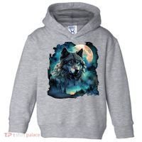 Grey Wolf Hunting Grounds Icy Moon Forest Galaxy Toddler Hoodie thumb 0