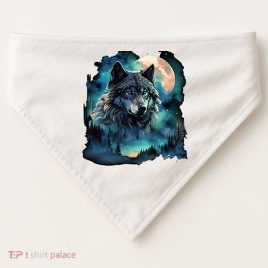 Grey Wolf Hunting Grounds Icy Moon Forest Galaxy USA-Made Doggie Bandana