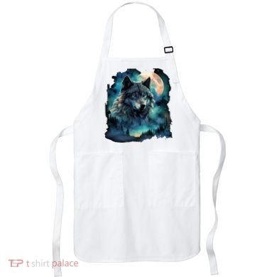 Grey Wolf Hunting Grounds Icy Moon Forest Galaxy Apron