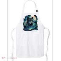 Grey Wolf Hunting Grounds Icy Moon Forest Galaxy Apron thumb 0