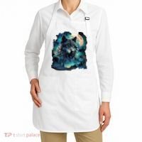 Grey Wolf Hunting Grounds Icy Moon Forest Galaxy Apron thumb 2