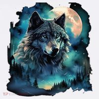 Grey Wolf Hunting Grounds Icy Moon Forest Galaxy Apron thumb 3