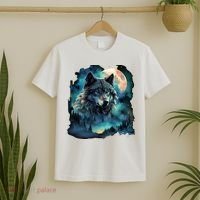 Grey Wolf Hunting Grounds Icy Moon Forest Galaxy T-Shirt thumb 2