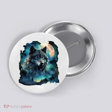 Grey Wolf Hunting Grounds Icy Moon Forest Galaxy Button