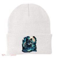 Grey Wolf Hunting Grounds Icy Moon Forest Galaxy Beanie thumb 0