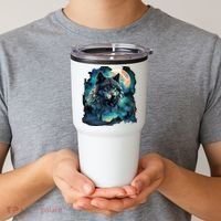 Grey Wolf Hunting Grounds Icy Moon Forest Galaxy Tumbler thumb 2