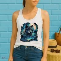 Grey Wolf Hunting Grounds Icy Moon Forest Galaxy Women's Tank Top thumb 2