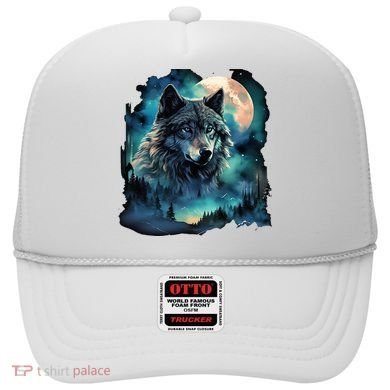 Grey Wolf Hunting Grounds Icy Moon Forest Galaxy Hat