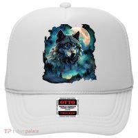 Grey Wolf Hunting Grounds Icy Moon Forest Galaxy Hat thumb 0
