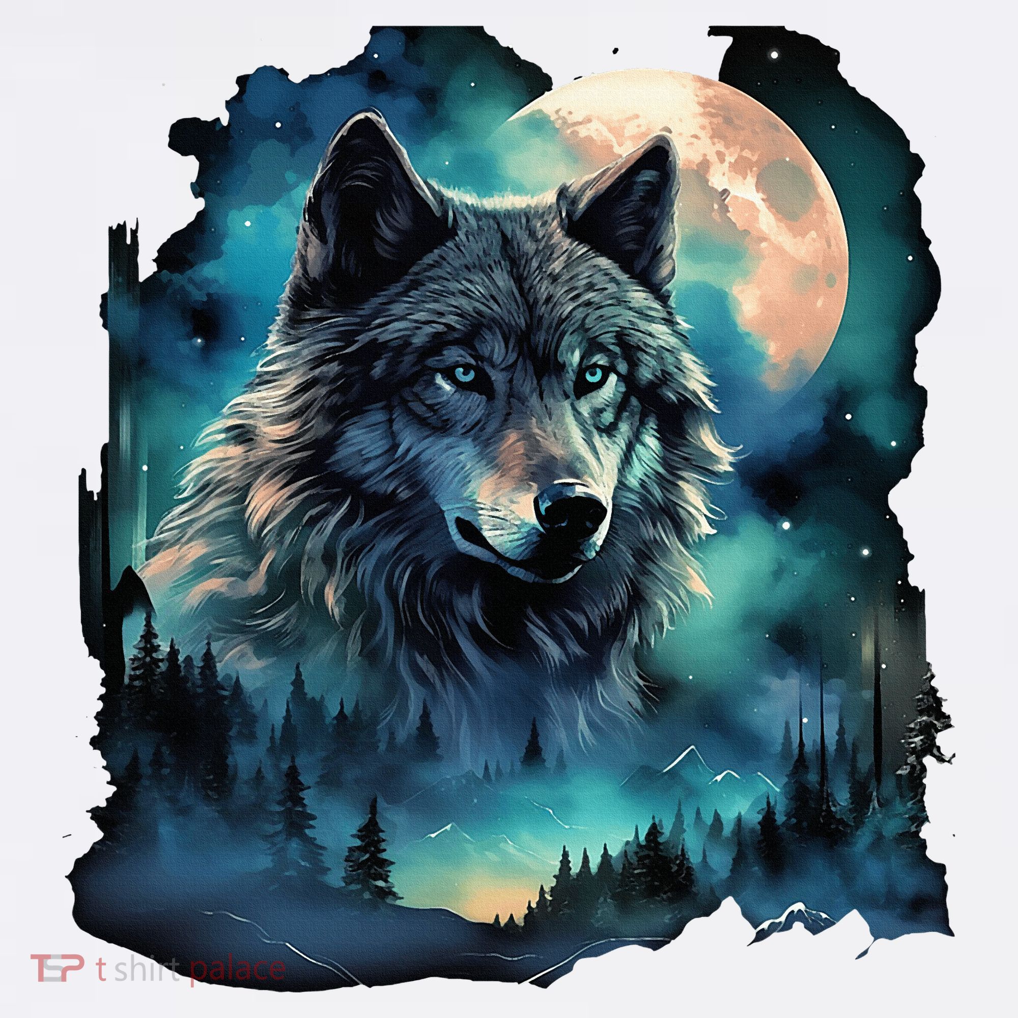 Grey Wolf Hunting Grounds Icy Moon Forest Galaxy Hat