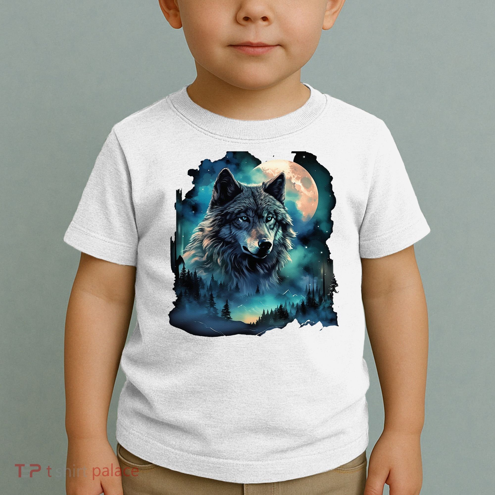 Grey Wolf Hunting Grounds Icy Moon Forest Galaxy Toddler T-Shirt