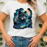 Grey Wolf Hunting Grounds Icy Moon Forest Galaxy Women's T-Shirt thumb 2