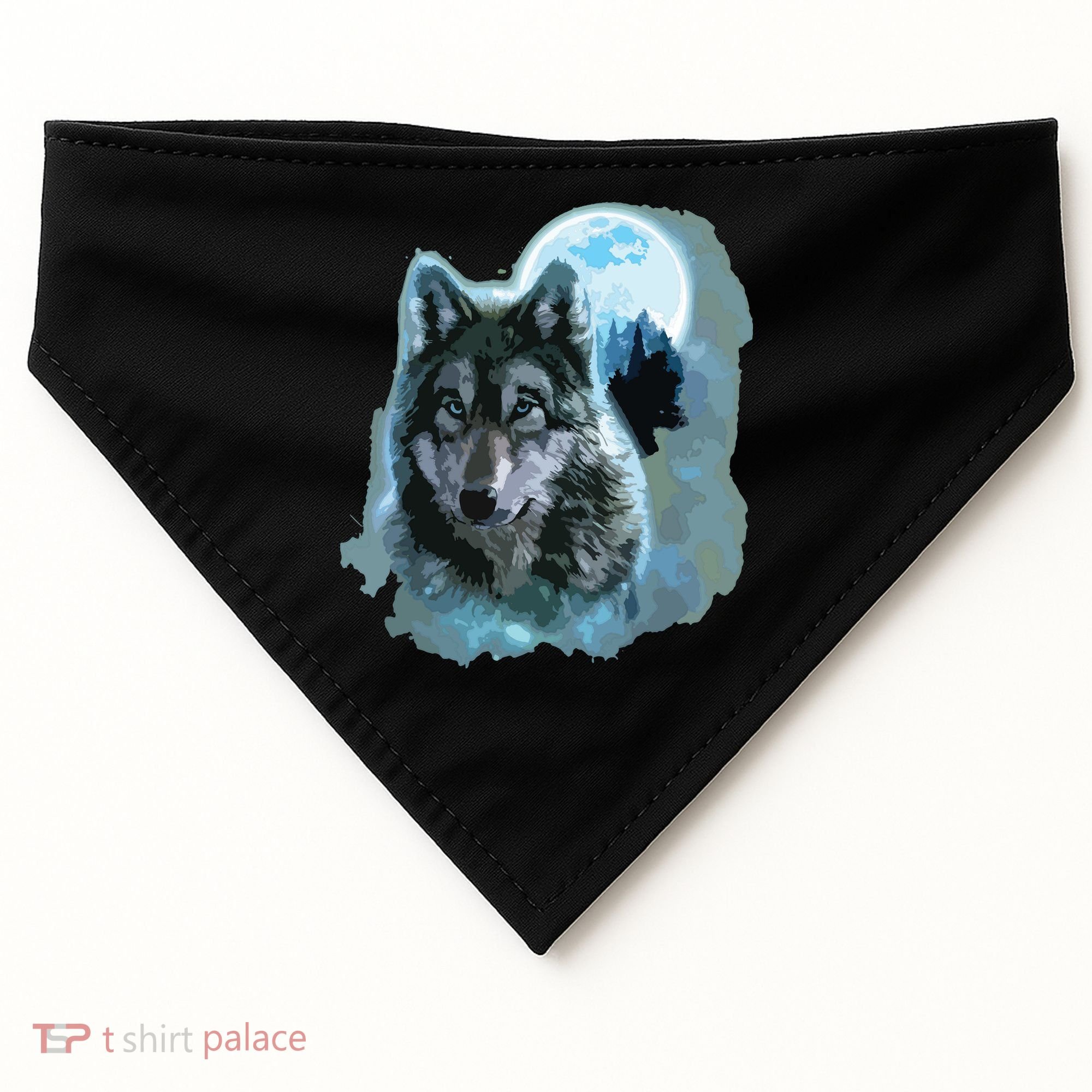 Grey Wolf Hunting Ground, Icy Moon, Forest, Galaxy USA-Made Doggie Bandana