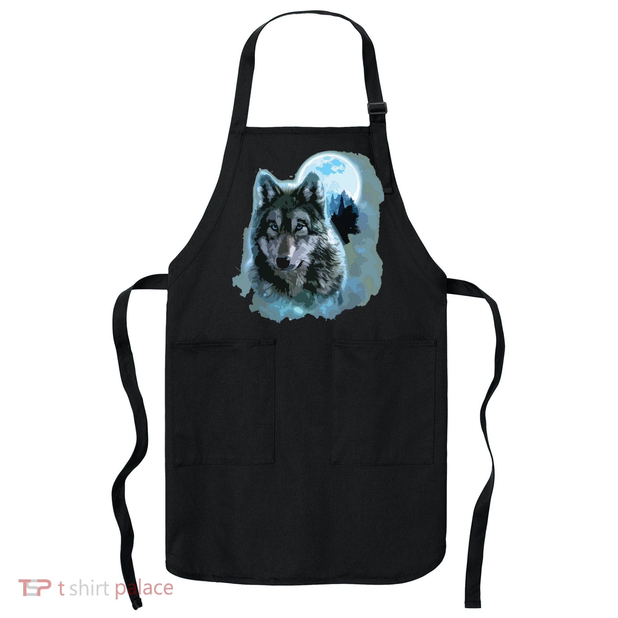 Grey Wolf Hunting Ground, Icy Moon, Forest, Galaxy Apron
