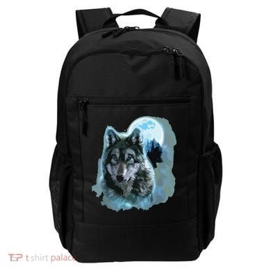 Grey Wolf Hunting Ground, Icy Moon, Forest, Galaxy Backpack