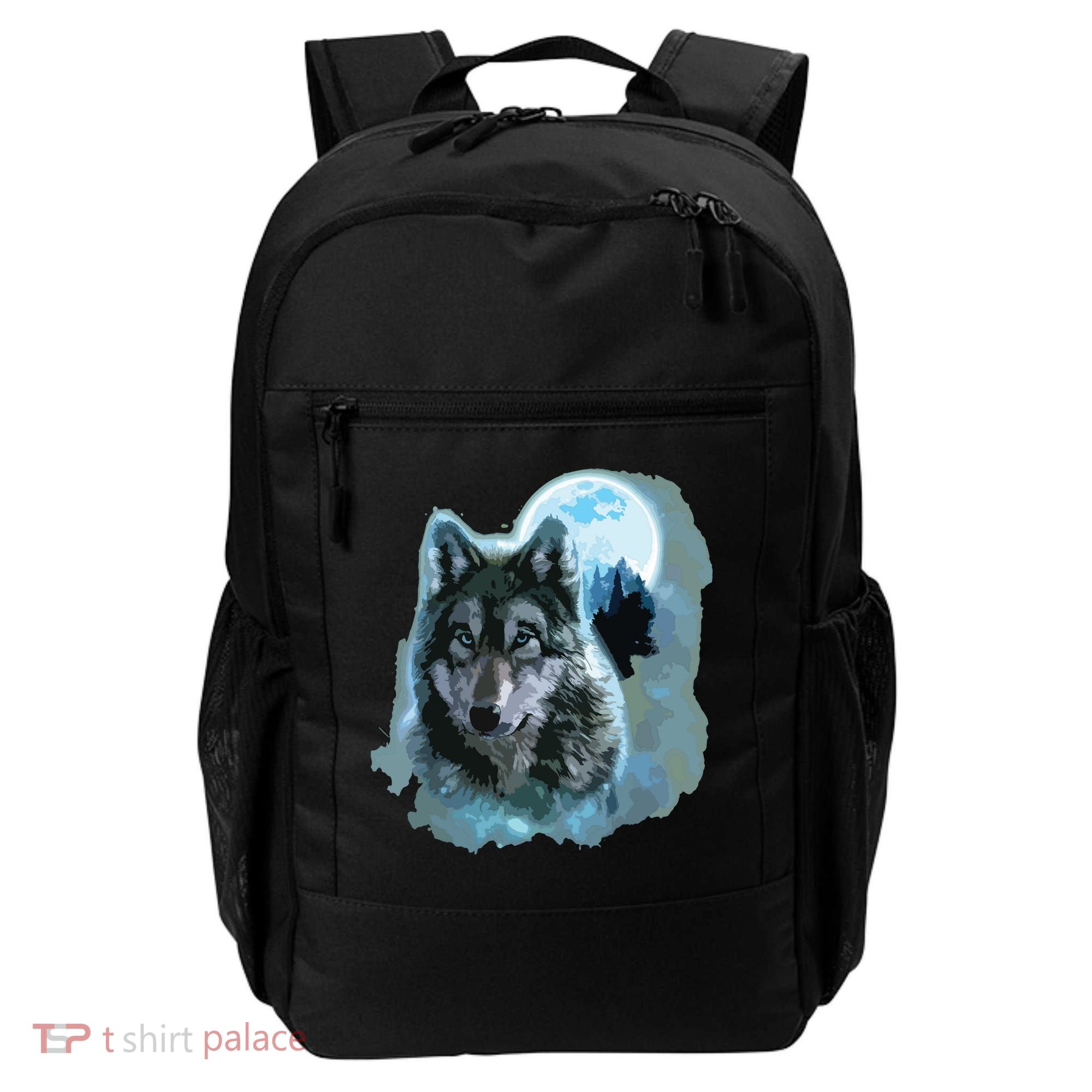 Grey Wolf Hunting Ground, Icy Moon, Forest, Galaxy Backpack