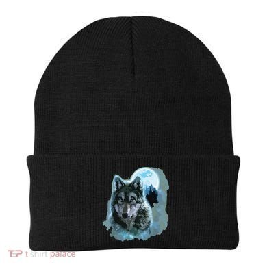 Grey Wolf Hunting Ground, Icy Moon, Forest, Galaxy Beanie