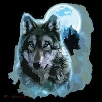 Grey Wolf Hunting Ground, Icy Moon, Forest, Galaxy Women's Hoodie thumb 2