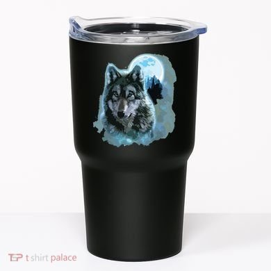 Grey Wolf Hunting Ground, Icy Moon, Forest, Galaxy Tumbler